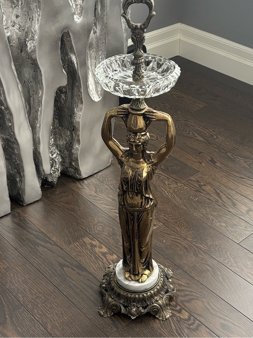 1950s Hollywood Regency floor chair, height ashtray for the cigar smoker